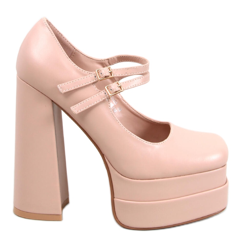 Zapatos de tacón con plataforma de grano Loit Beige