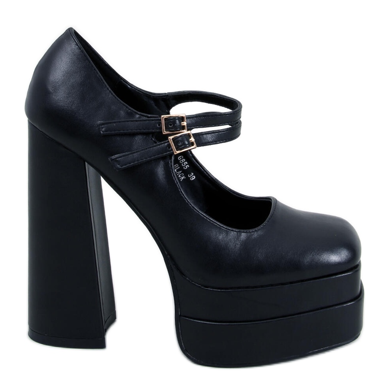 Zapatos de tacón con plataforma de grano negro Loit