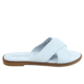 BM Chanclas de mujer con tiras cruzadas Alyson LT.BLUE azul