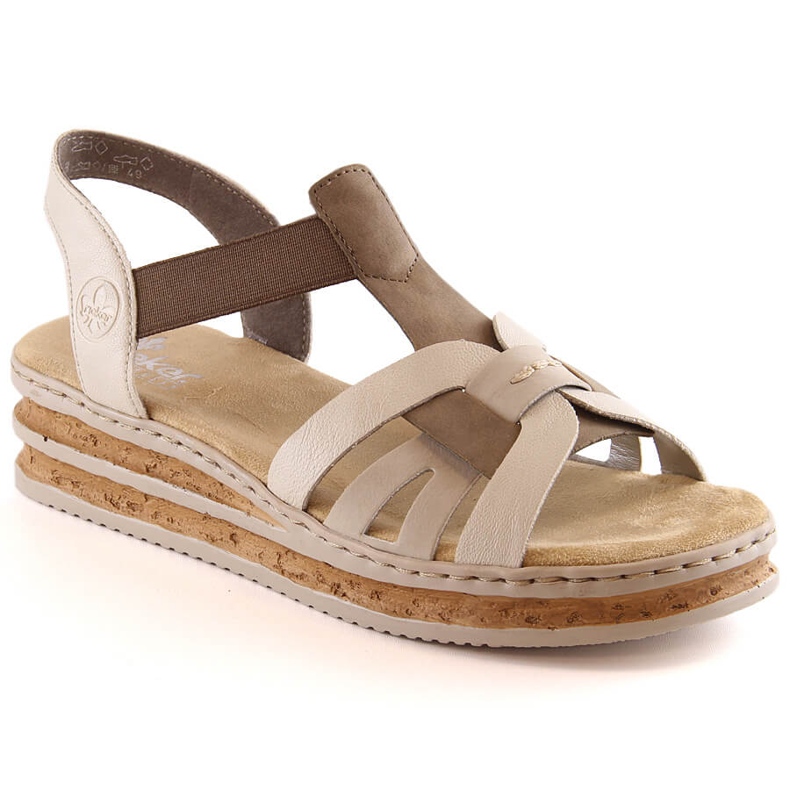 Sandalias cuña mujer cómodas beige Rieker 62918-62