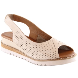 Sandalias cómodas de piel beige para mujer Artiker 50C0863