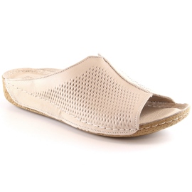 Potocki Babuchas cómodas de piel beige para mujer Artiker 50C0701