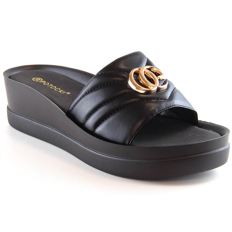 Zapatillas cuña mujer negras Potocki YQ21001 negro