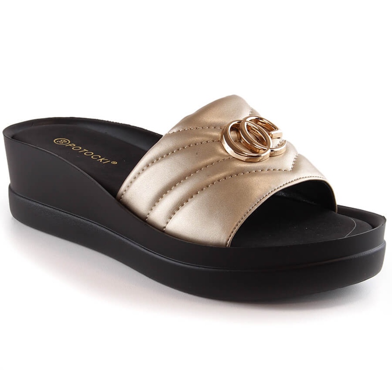 Chanclas mujer cuña doradas Potocki YQ21001 dorado Chanclas mujer cuña doradas Potocki YQ21001 dorado
