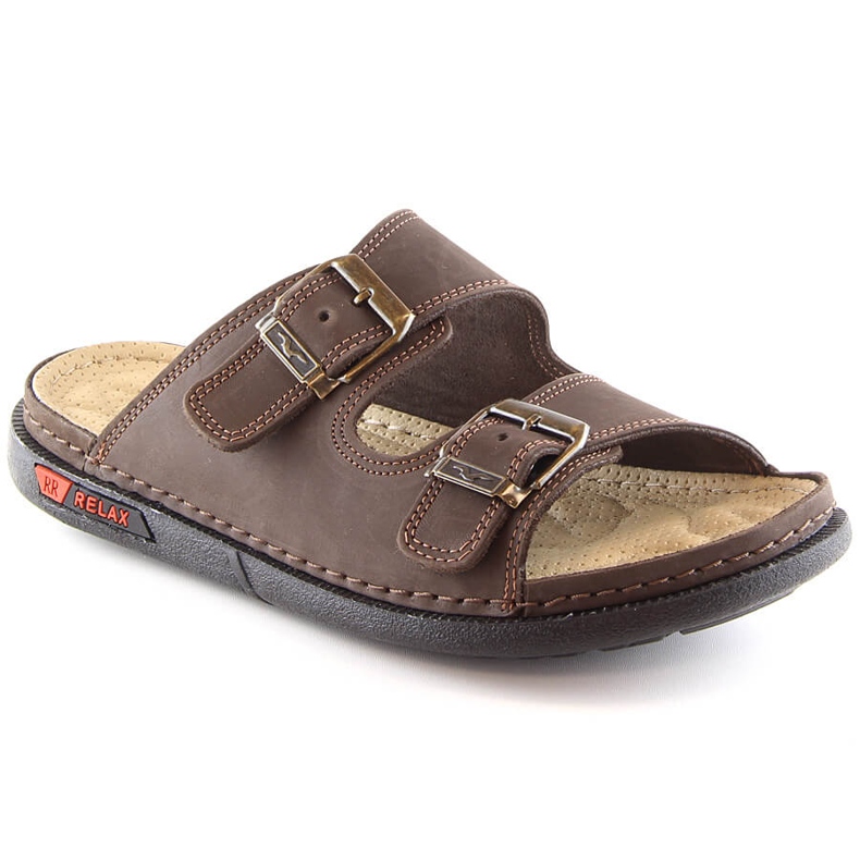 Chanclas de hombre cómodas en piel con hebillas marrón T.Sokolski Fs M01