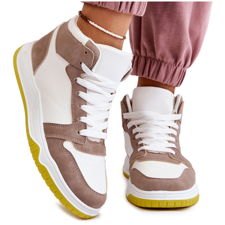 Zapatillas Deportivas Altas Mujer, Deportivas, Blanco y Beige