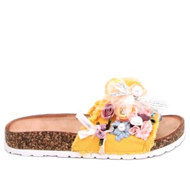 Zapatillas casa de corcho con flores Amarillo Circo