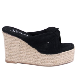BM Nikni Black sandalias de cuña tipo alpargata negro