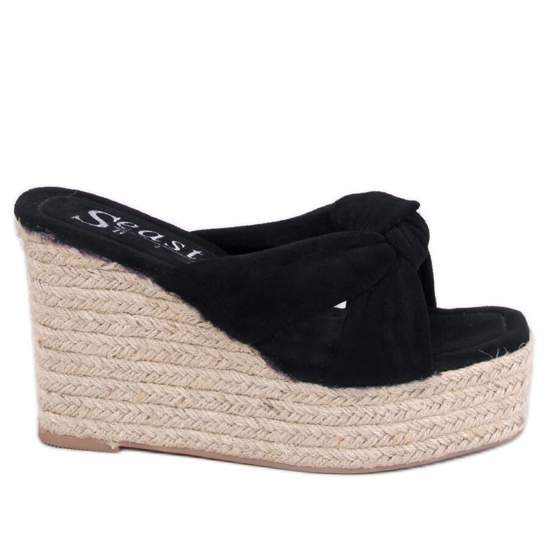 BM Nikni Black sandalias de cuña tipo alpargata negro