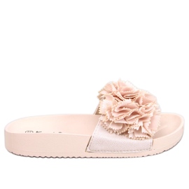 BM Zapatillas casa de flores Traille Beige para mujer