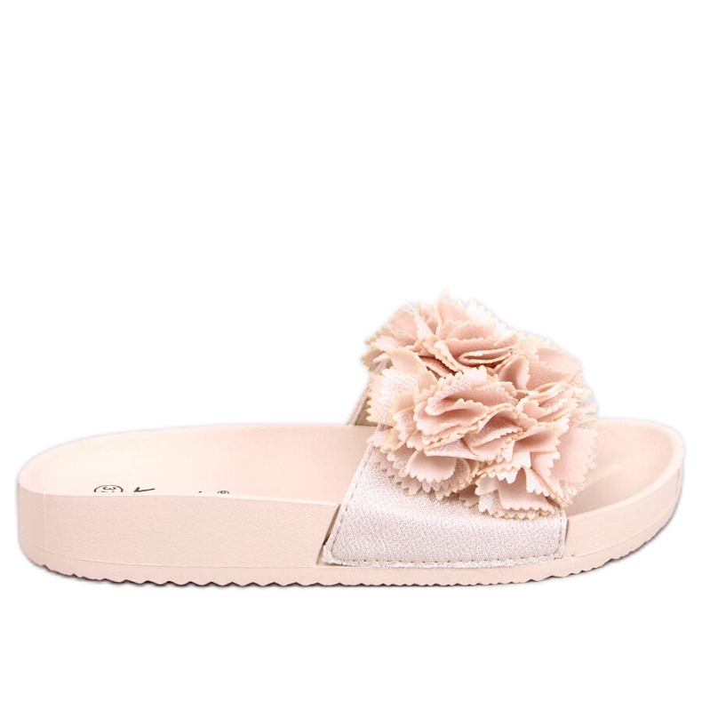 BM Zapatillas casa de flores Traille Beige para mujer