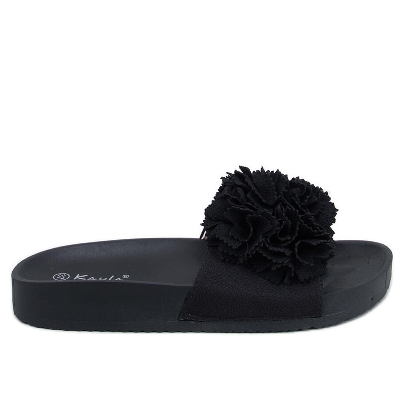 BM Zapatillas casa de mujer con flores Traille Negro