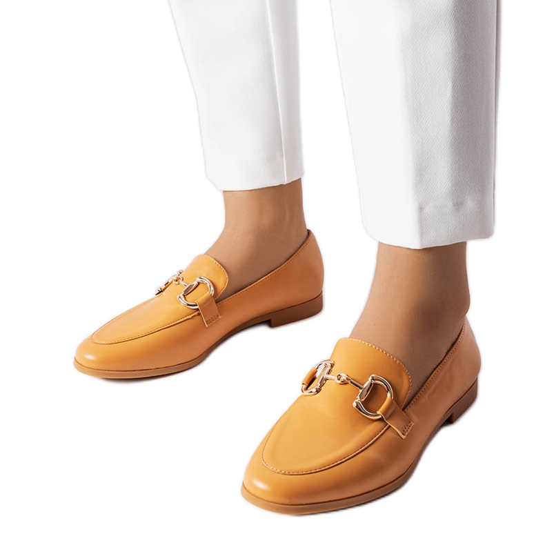 Mocasines planos marrones de Jomphe naranja
