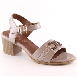 Sandalias mujer lacadas beige en poste Jezzi SA69-31