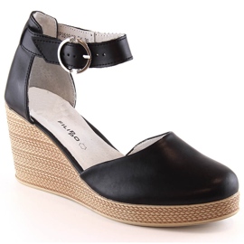 Sandalias cuña mujer en piel negra Filippo DS3519 negro