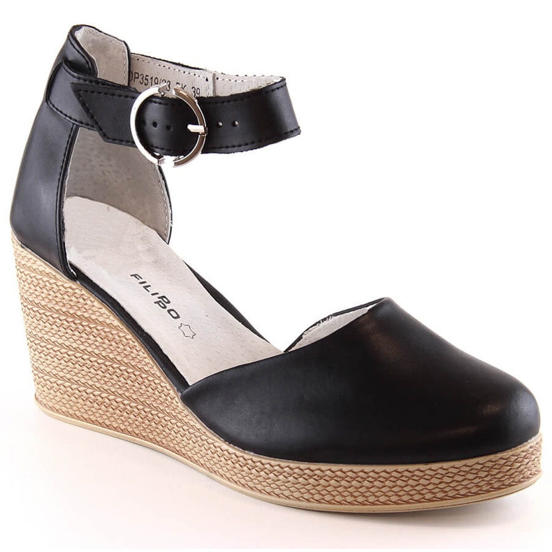 Sandalias cuña mujer en piel negra Filippo DS3519 negro