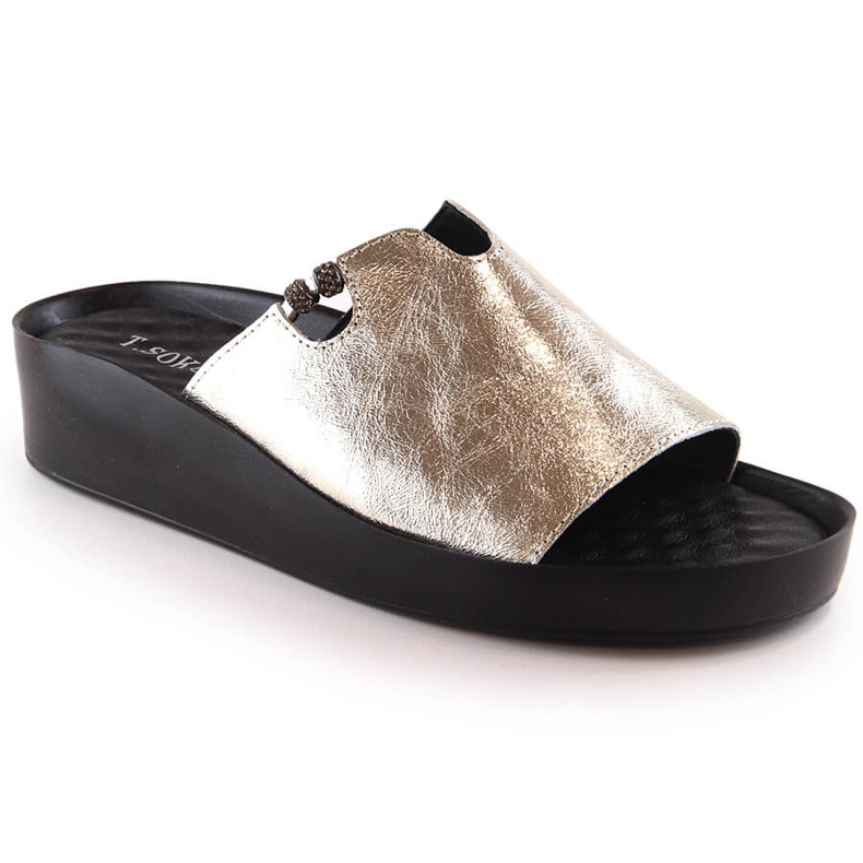 Babucha mujer en piel metalizado dorado T.Sokolski L23-346