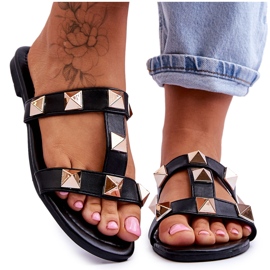 Pantuflas De Mujer Con Tachuelas Grandes Negras Mercure negro