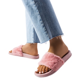 Chanclas rosas con pelo de Raffaele rosado