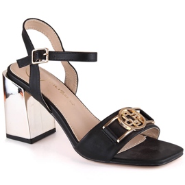 Sandalias de mujer con tacón de espejo negro Filippo Ds 4502