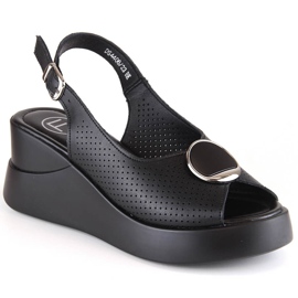 Sandalias cuña mujer en piel negra Filippo DS4406 negro