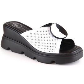 Babucha cuña mujer en piel blanco Filippo DS4608