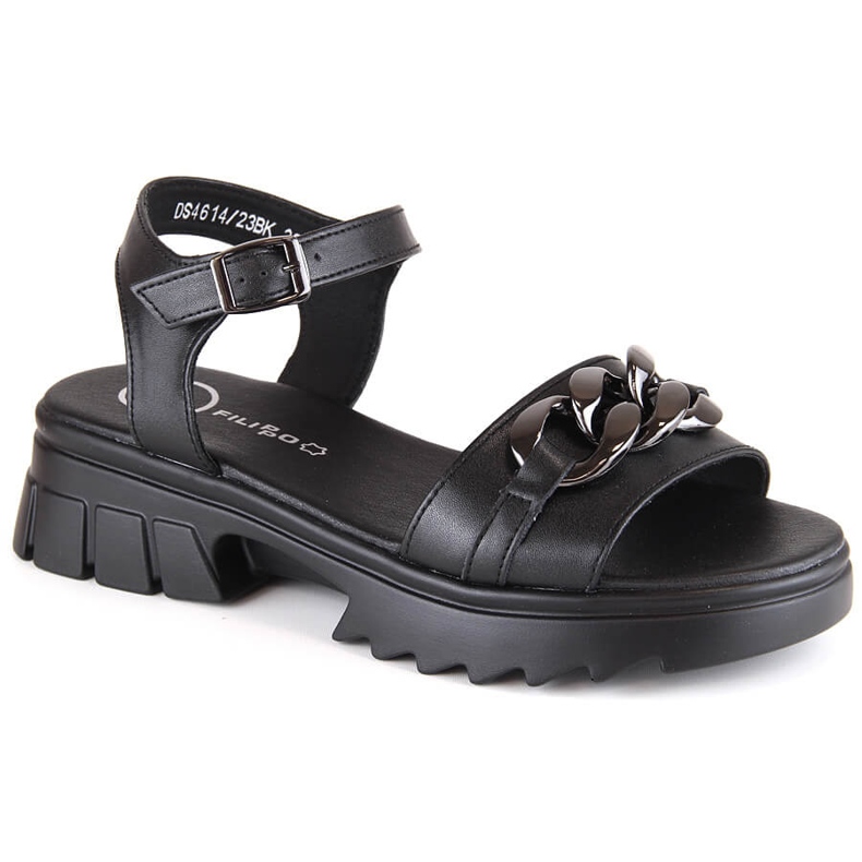 Sandalias de mujer en piel negra con cadena Filippo DS4614 negro