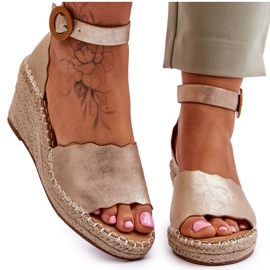 Sandalias Cuña Piel Zapato Confort Verola Dorada dorado