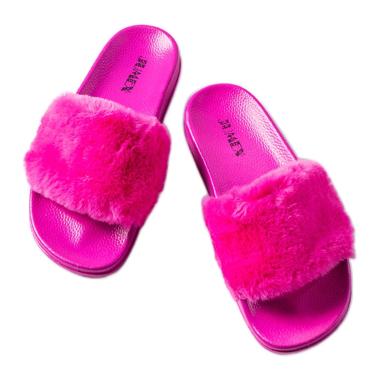 Chanclas rosas con pelo de Raffaele rosado Chanclas rosas con pelo de Raffaele rosado