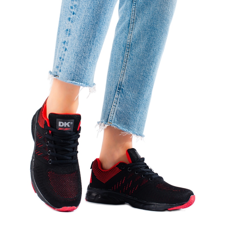 Deportivas de mujer textil negro y rojo DK Deportivas de mujer textil negro y rojo DK