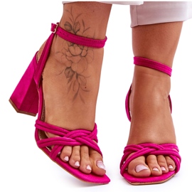 Sandalias de tacón de ante clásico fucsia Bernett rosado