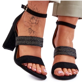 Sandalias Ante Tacón Trenzado Negro Roselia