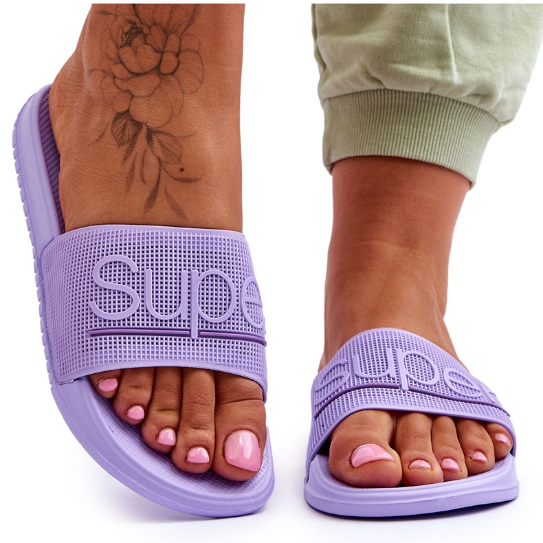 Pantuflas De Mujer Ligeras Con Inscripción Violeta Merry Pantuflas De Mujer Ligeras Con Inscripción Violeta Merry