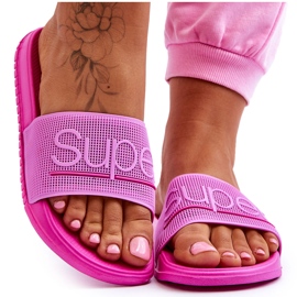 Pantuflas De Mujer Ligeras Con Inscripción Merry Fucsia rosado