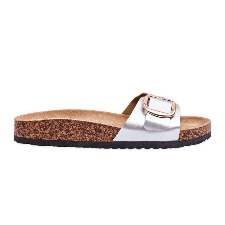 Pantuflas Mujer Clásicas Corcho Plataforma Plata Noa