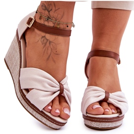 Sandalias Mujer Cuña Beige Claro Daphne