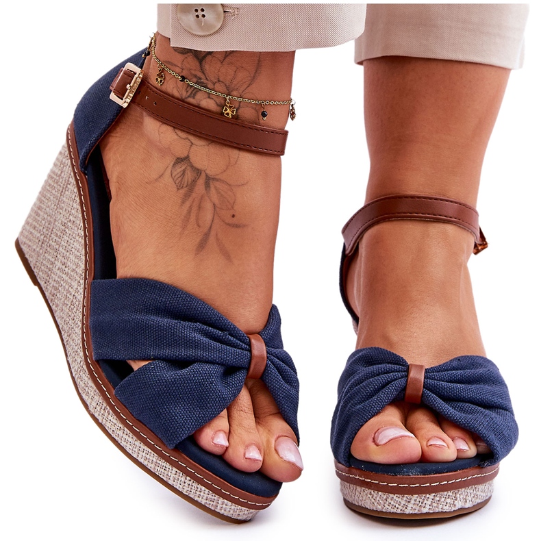 Sandalias Mujer Cuña Azul Marino Daphne