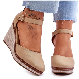 Sandalias Clásicas Mujer Cuña Beige Oscuro Malani Sandalias Clásicas Mujer Cuña Beige Oscuro Malani