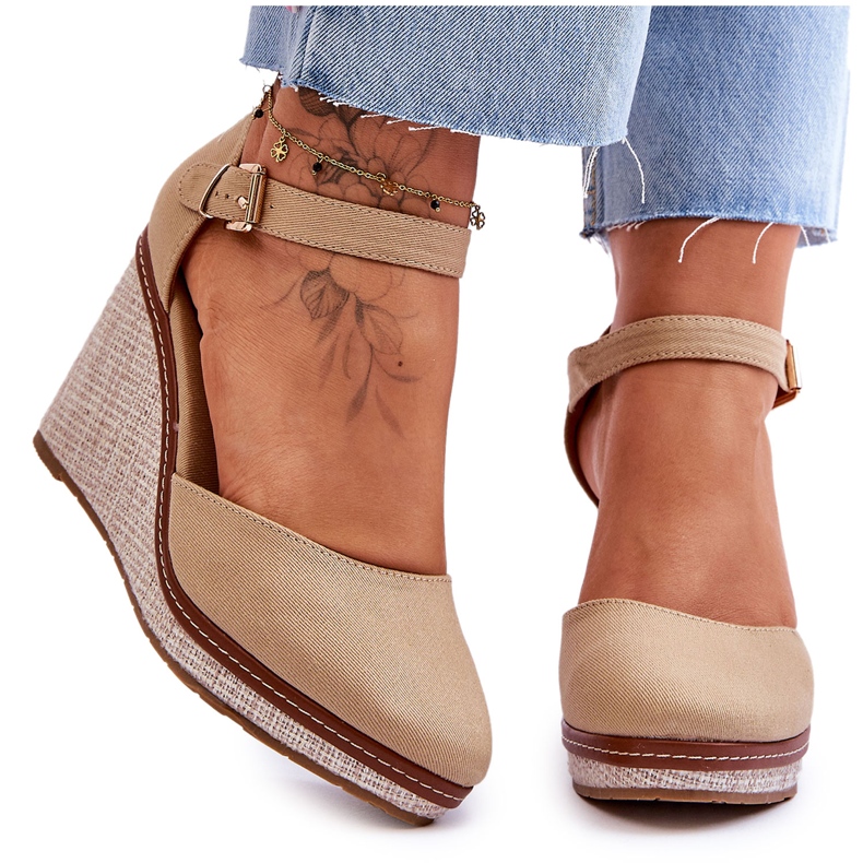 Sandalias Clásicas Mujer Cuña Beige Oscuro Malani