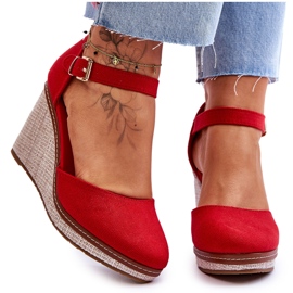 Sandalias Mujer Cuña Clásicas Rojo Malani