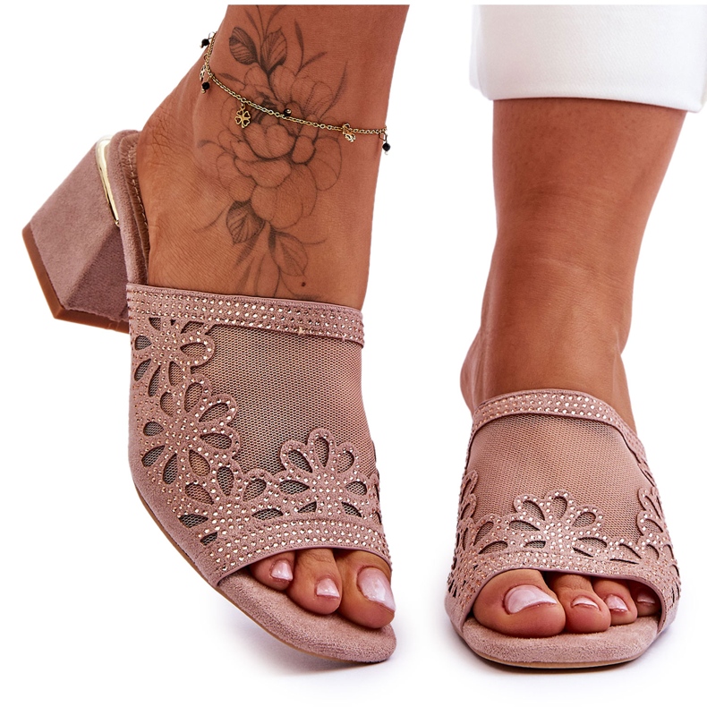 Zapatillas Tacón Malla S.Barski KV-612-1 Nude beige Zapatillas Tacón Malla S.Barski KV-612-1 Nude beige