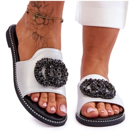 Pantuflas Mujer Planas Con Adornos S.Barski KV-520-3 Plata Pantuflas Mujer Planas Con Adornos S.Barski KV-520-3 Plata