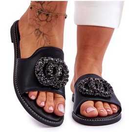Pantuflas Mujer Planas Con Adornos S.Barski KV-520-3 Negro