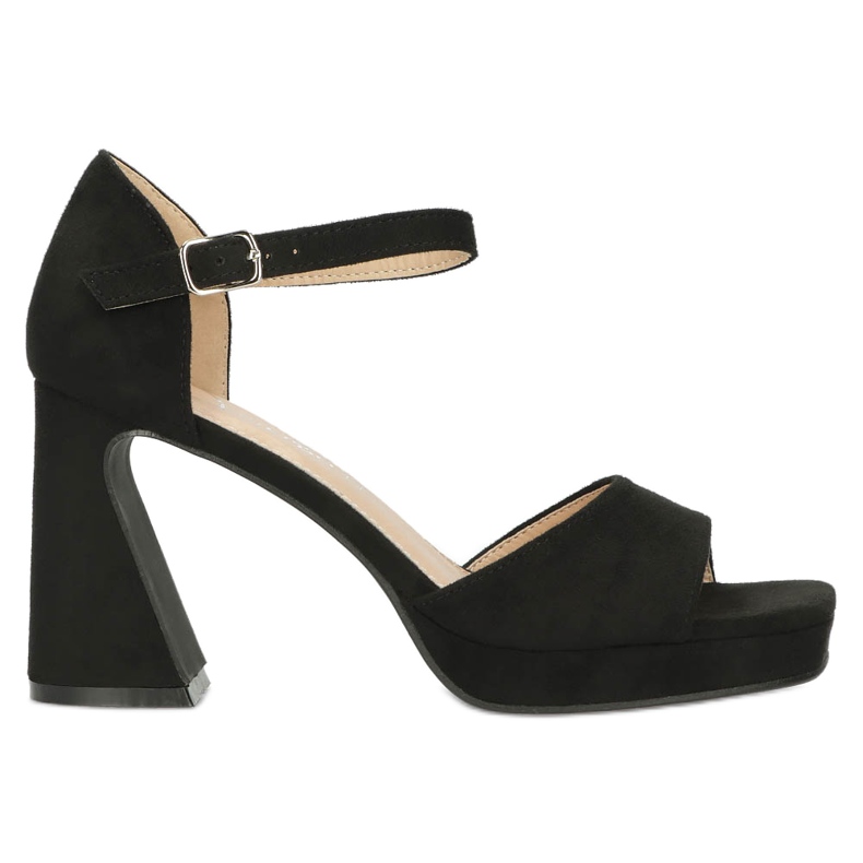 Sandalias de gamuza para mujeres en el Filippo DS44489/23 Inserto de cuero negro