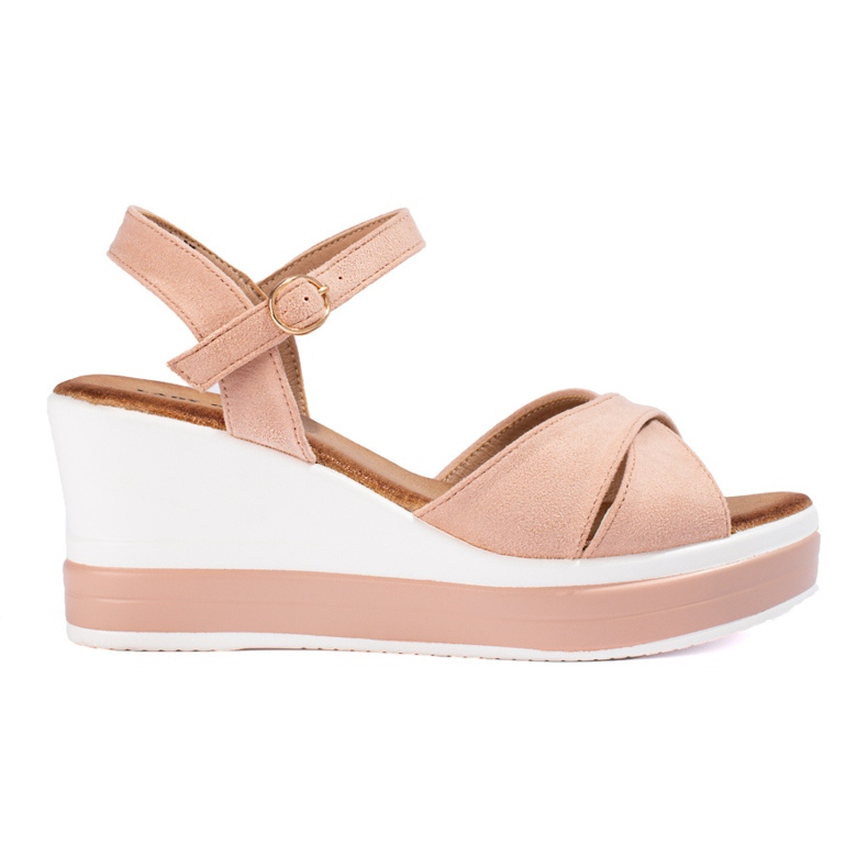 Sandalias mujer cuña ante rosa Shelovet rosado
