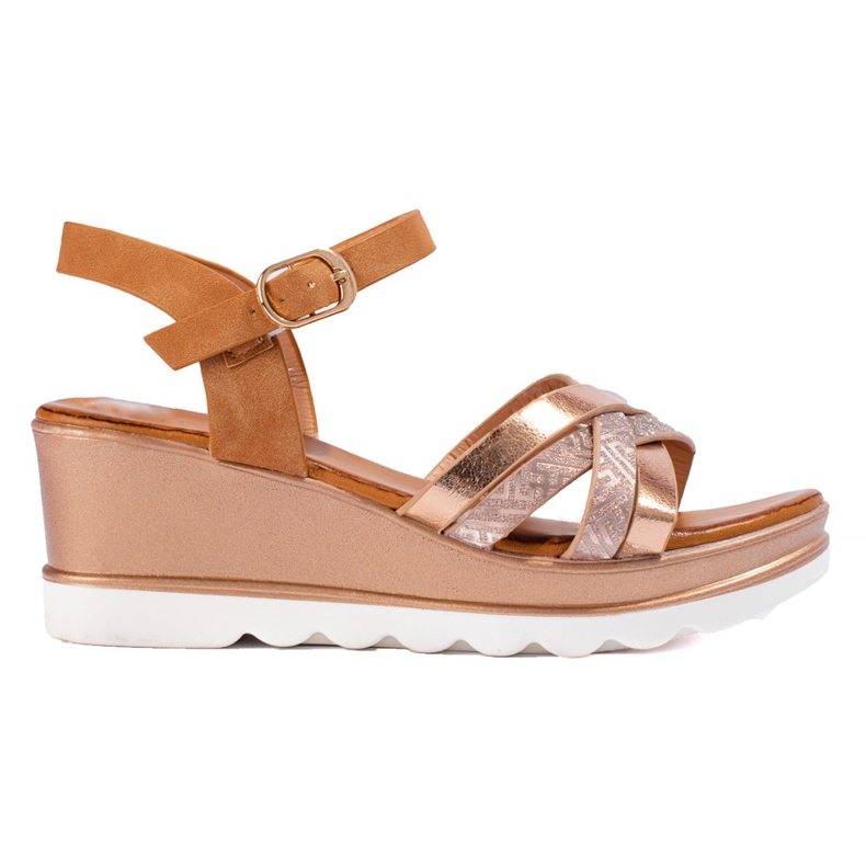 Sandalias mujer cuña Shelovet dorado beige