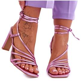 Sandalias de tacón alto Tessoro atadas a la moda rosa