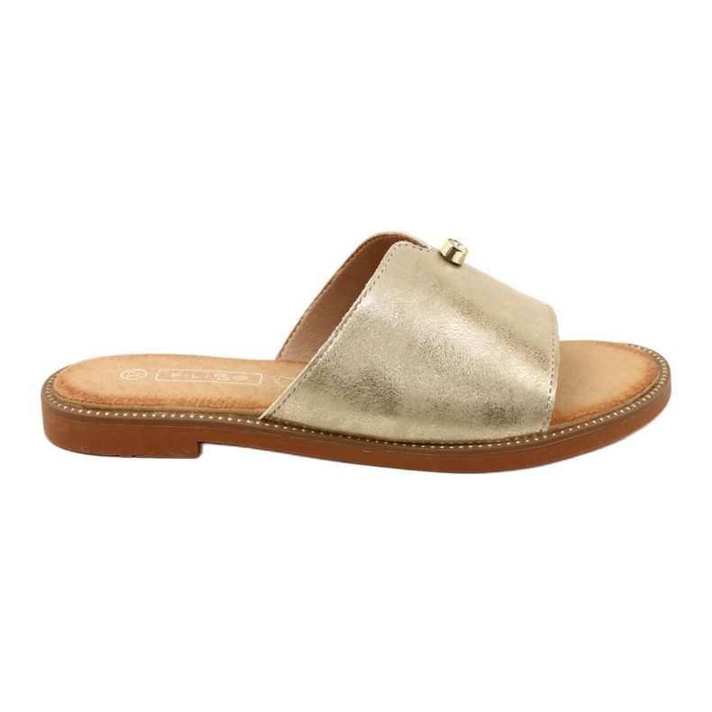 Pantuflas de mujer de moda Filippo DK4625/23 GO Gold dorado