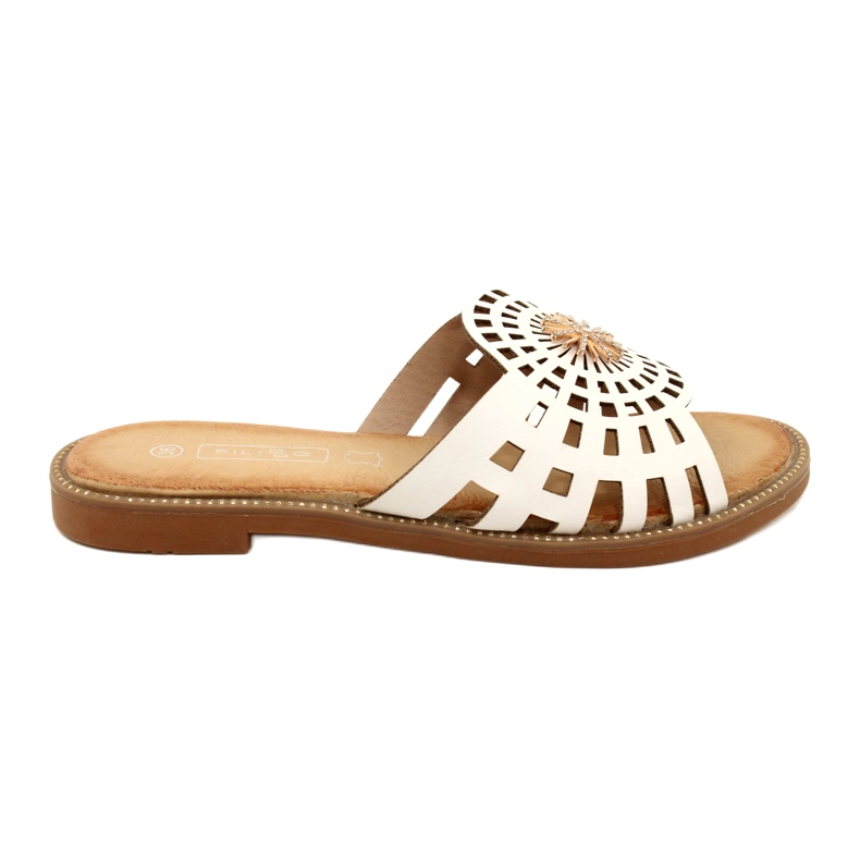 Chanclas De Mujer De Moda Caladas Con Circonitas Filippo DK4621/23 WH Blanco