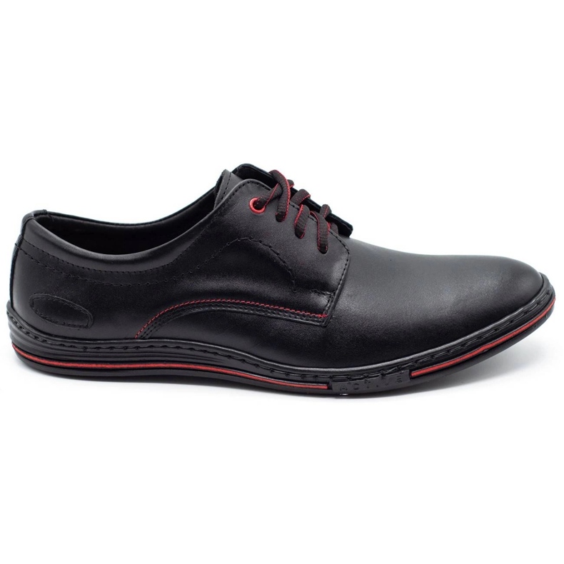 Olivier Zapatos de cuero para hombre 295LU negro con rojo Olivier Zapatos de cuero para hombre 295LU negro con rojo